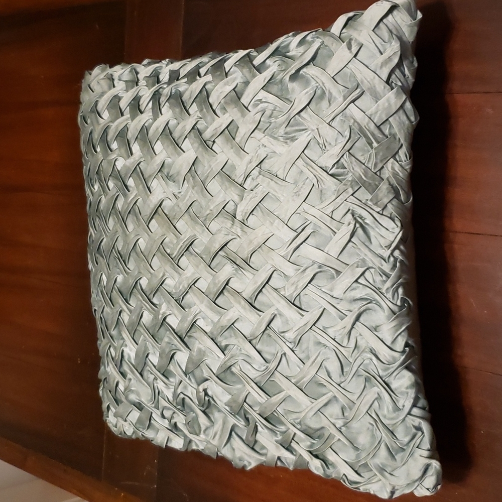 Silky down blue basket weave accent pillow